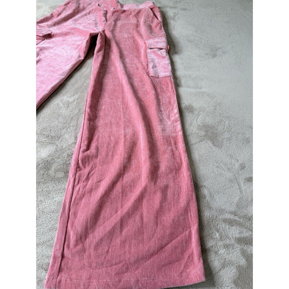 Lumiere Pink Velour Cargo Pants Women Size M Wide Leg High Rise Casual - Picture 2 of 11